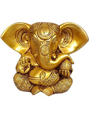 6" Baby Ganesha Statue with Large Ears in Brass | Handmade | Made in India