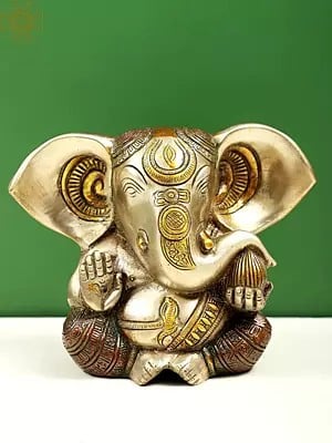 6" Baby Ganesha Statue with Large Ears in Brass | Handmade | Made in India