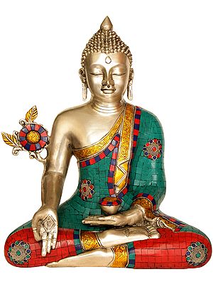 14" Tibetan Buddhist God The Medicine Buddha In Brass | Handmade | Made In India