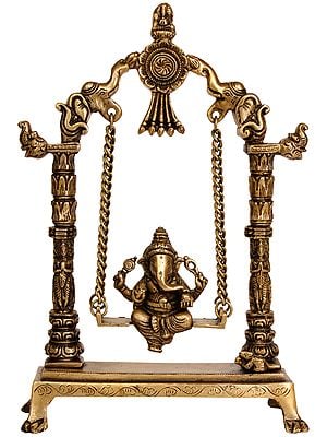 11" Swinging Ganesha In Brass | Handmade | Made In India