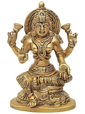 4" Goddess Lakshmi Brass Statue | Handmade Idols | Made in India