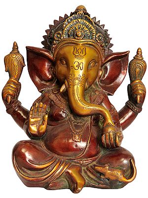 8" Adorable Ganesha In Brass | Handmade | Made In India