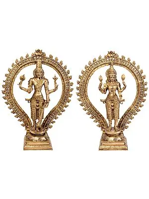31" Lord Vishnu and Goddess Lakshmi (Large Statues) In Brass | Handmade | Made In India