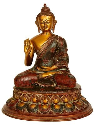 13" Lord Buddha in Abhaya Mudra In Brass | Handmade | Made In India