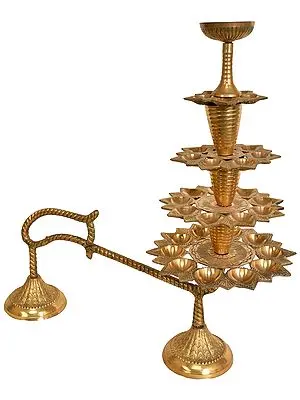 14" Large Size Aarti Lamp In Brass | Handmade | Made In India
