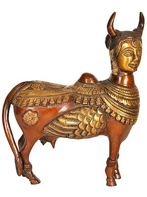 7" Kamadhenu Brass Sculpture | Handmade | Made in India