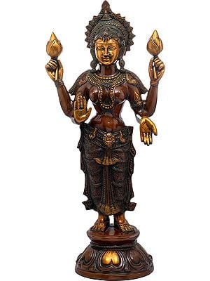 32" Goddess Lakshmi In Brass | Handmade | Made In India