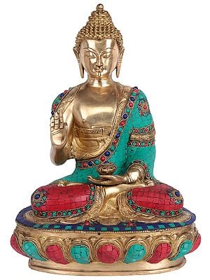 12" Preaching Buddha - Tibetan Buddhist In Brass | Handmade | Made In India