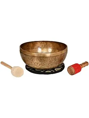 Tibetan Buddhist Singing Bowl with Image of Manjushri Inside