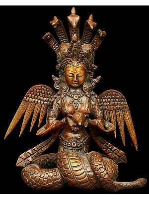 8" Naga Kanya Brass Sculpture | Handmade | Made in India