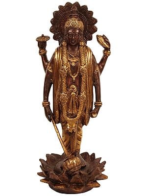 12" Bhagawan Vishnu Brass Sculpture | Handmade | Made in India