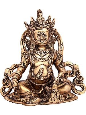7" Kubera - God of Wealth Brass in Statue | Handmade | Made In India