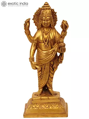 7" Dhanvantari - The Physician of Gods In Brass | Handmade | Made In India