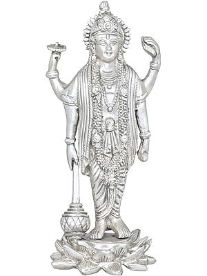 8" Four-Armed Standing Vishnu In Brass | Handmade | Made In India