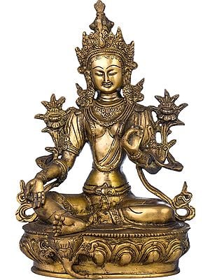 12" Green Tara (Tibetan Buddhist Deity) In Brass | Handmade | Made In India