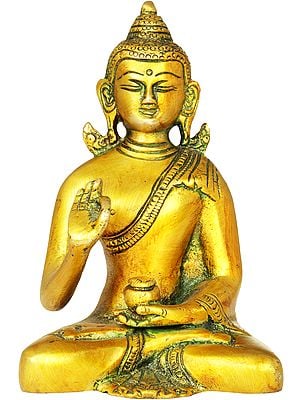 5" Preaching Buddha (Tibetan Buddhist Deity) In Brass | Handmade | Made In India