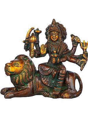 4" Ashtabhuja-dhari Durga In Brass | Handmade | Made In India