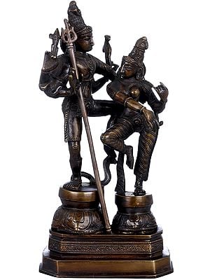12" Dancing Shiva and Parvati Statue in Brass | Handmade | Made in India
