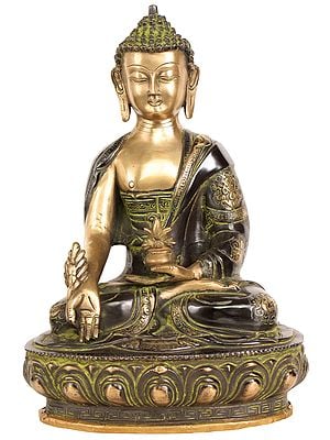11" Tibetan Buddhist Deity Medicine Buddha In Brass | Handmade | Made In India