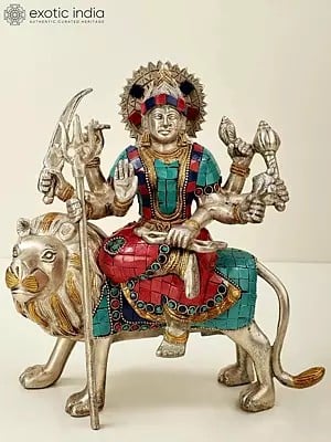 9" Mother Goddess Durga in Brass | Handmade | Made In India