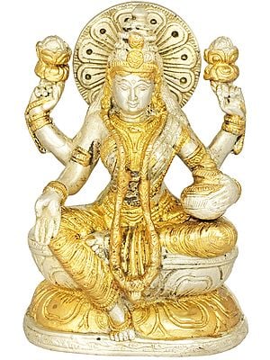6" Seated Goddess Lakshmi In Brass | Handmade | Made In India