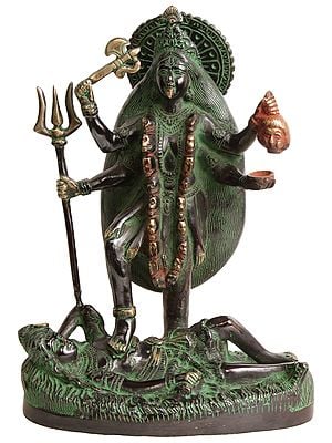 10" Mother Goddess Kali Brass Sculpture | Handmade | Made in India