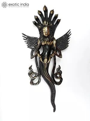 14" Naga Kanya Wall Hanging (Snake Woman) In Brass | Handmade | Made In India