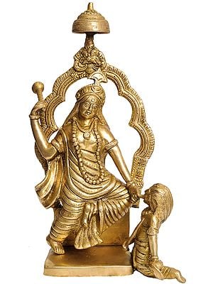 14" Mahavidya Bagalamukhi, In Her Glorious Ferocity In Brass | Handmade | Made In India