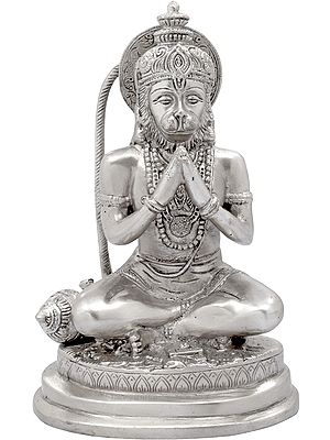 7" Brass Lord Hanuman Statue in Namaskar Mudra | Handmade | Made in India
