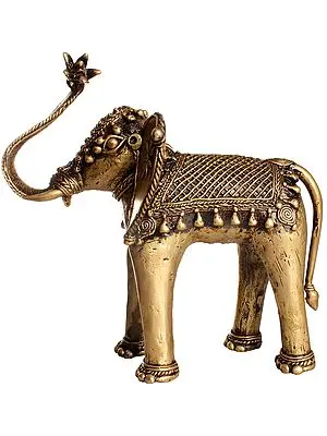 Elephant with a Lotus Flower for Offering (Tribal Statue)