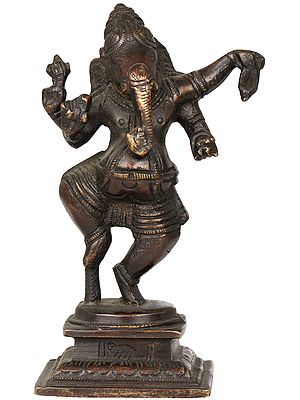 4" Dancing Ganesha Small Sculpture in Brass | Handmade | Made in India