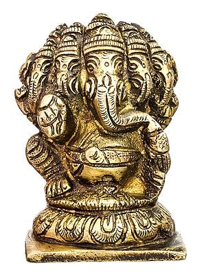 3" Pancha-Mukhi Ganesha (Small Statue of Five-Headed Ganapati) In Brass | Handmade | Made In India