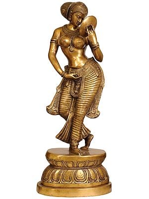 36" Lady with a Mirror In Brass | Handmade | Made In India