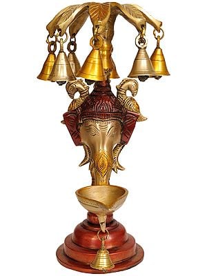 11" Ganesha Lamp with Bell In Brass | Handmade | Made In India
