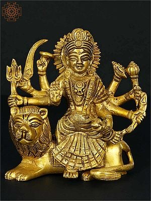 4" Mother Goddess Durga Statue in Brass | Handmade | Made in India