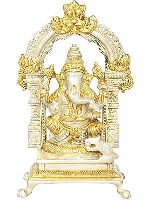 8" Temple Ganesha Brass Sculpture | Handmade | Made in India