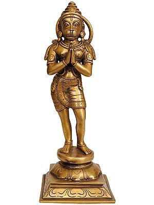 11" Shri Rama Bhakta Hanuman In Brass | Handmade | Made In India