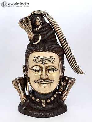 22" Lord Shiva Head In Brass | Handmade | Made In India