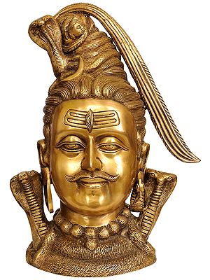 22" Lord Shiva Head In Brass | Handmade | Made In India