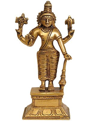 7" Lord Vishnu | Handmade | Brass | Made In India