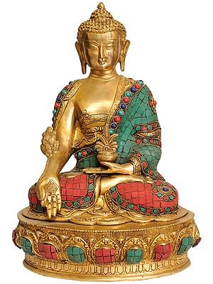 14" The Medicine Buddha (Tibetan Buddhist Deity) In Brass | Handmade | Made In India