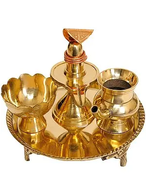 4" Puja Thali for Worship of Shiva Linga In Brass | Handmade | Made In India