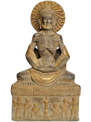 12" Emaciated Buddha Brass Sculpture | Handmade | Made in India
