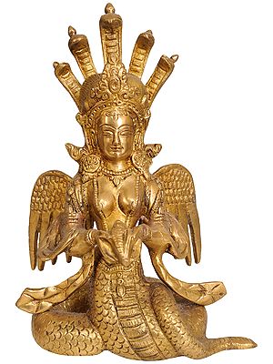 8" Naga-Kanya (The Snake Woman) In Brass | Handmade | Made In India