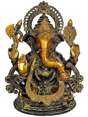 20" Large Size Ganesha Blessing His Devotes In Brass | Handmade | Made In India