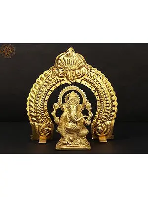 6" Lord Ganesha with Arch (Thiruvatchi) In Brass | Handmade | Made In India