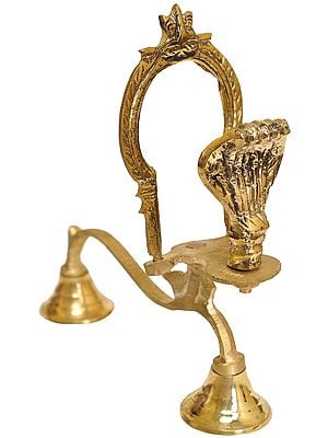 7” Five-Hooded Serpent Sodash Upchar Lamp in Brass | Handmade | Made in India