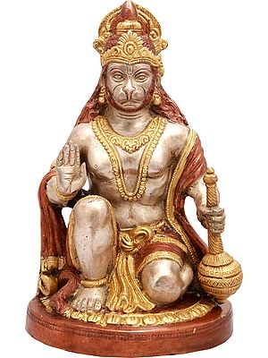 9" Lord Hanuman in Ashirwad Mudra In Brass | Handmade | Made In India