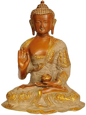 12" Preaching Buddha Brass Sculpture | Handmade | Made in India