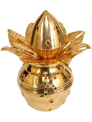 6" Puja Kalash with Coconut | Brass | Handmade | Made In India